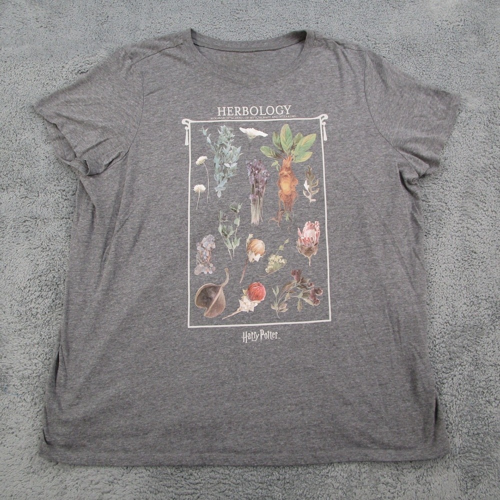 Harry Potter Herbology Hogwarts Graphic T-Shirt Gray Short Sleeve 41606303